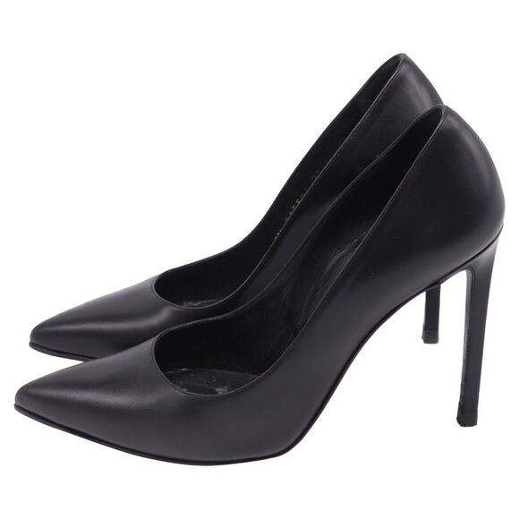 Saint Laurent Anja Pointed-Toe Pumps in Black Leather - Picture 4 of 8